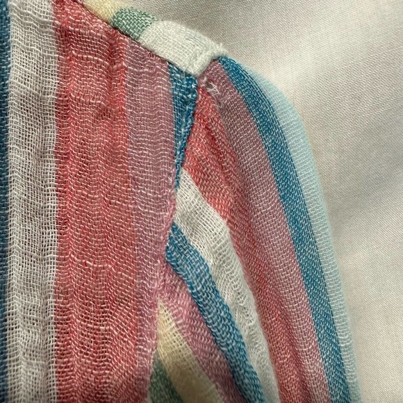 Soft Surroundings Button Up Tunic Long Sleeve Cotton Rainbow Stripes sz XS - Picture 7 of 9